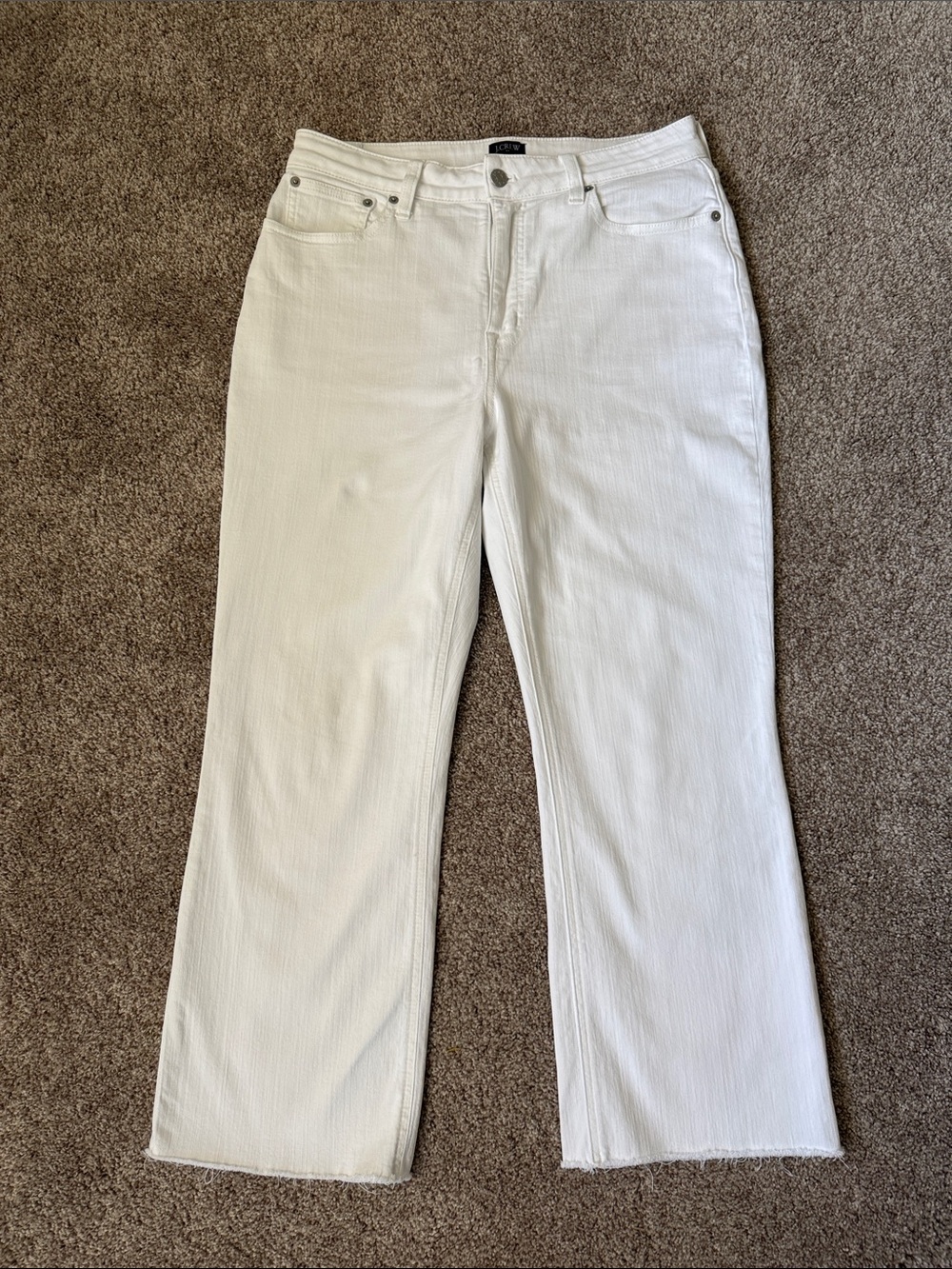 J.Crew White Curvy Mid-Rise Flare Crop Jeans
